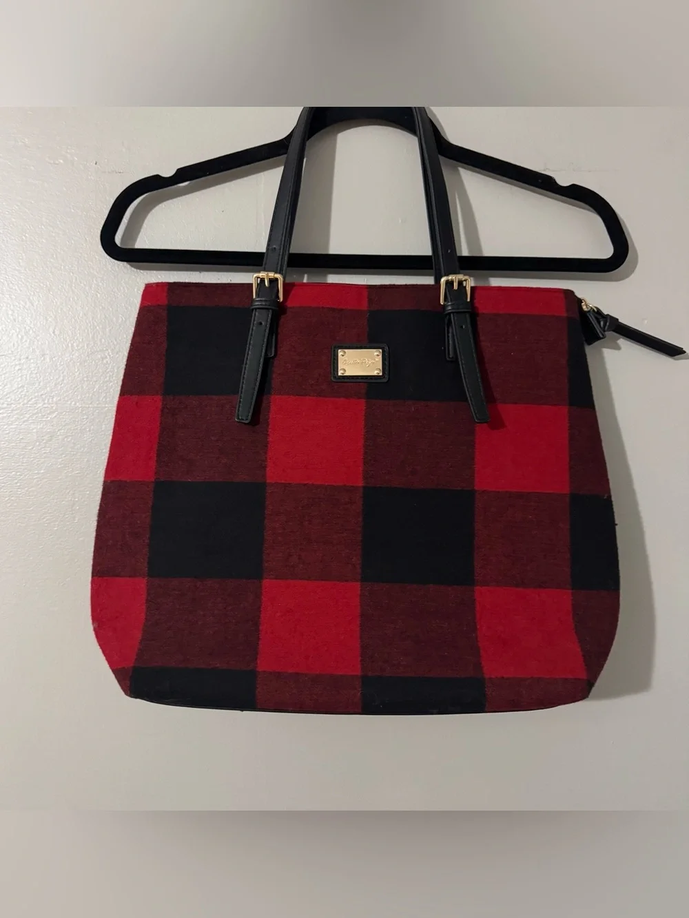 Charlie Paige Red & Black Buffalo Plaid Shoulder Tote Bag
